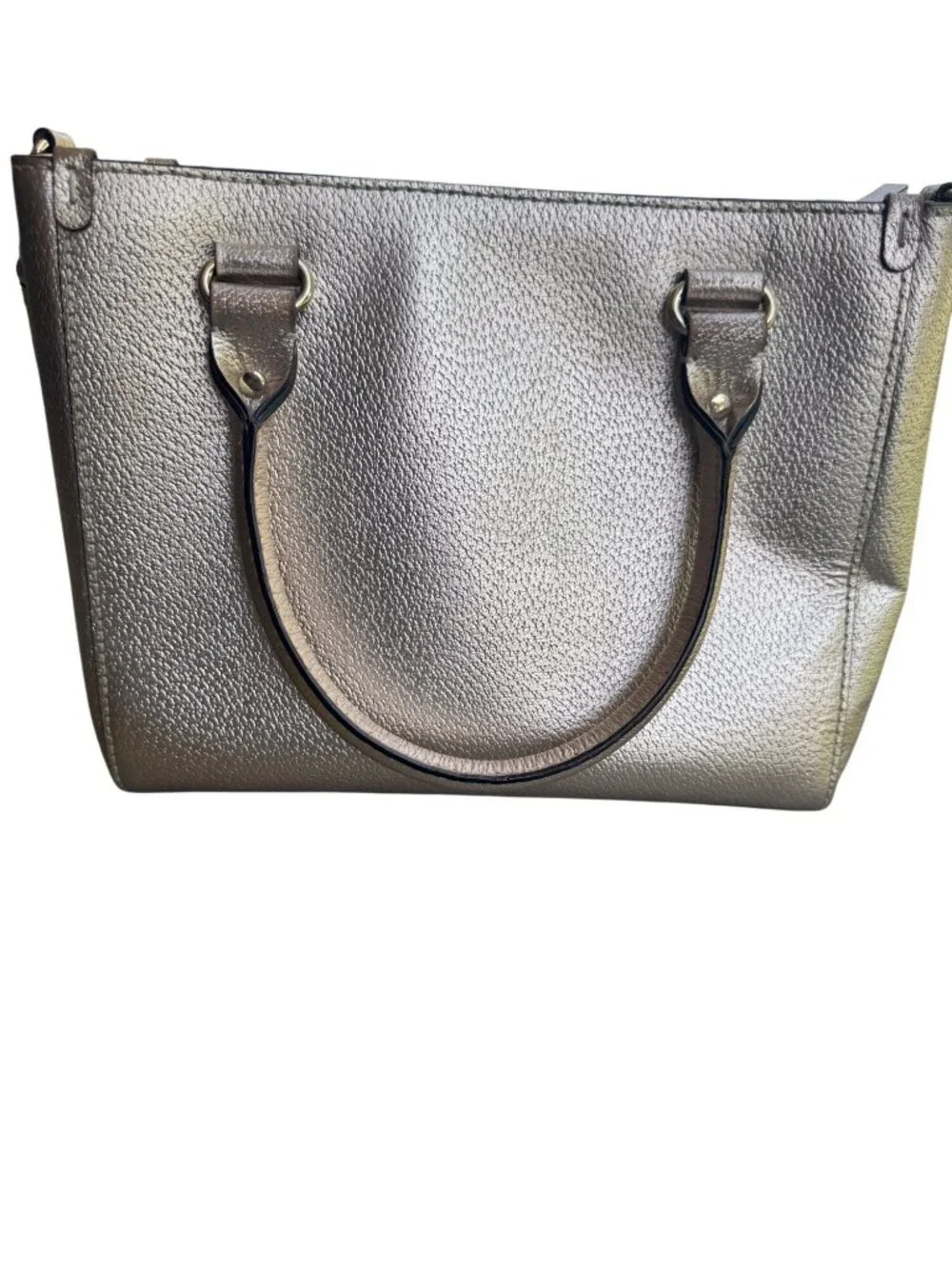Kate Spade Gold Metallic Pebbled Leather Tote Satchel Crossbody Bag.